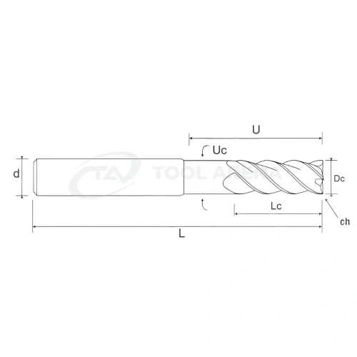 91.1479.0300 Фреза твердосплавная с плоским торцем D3x8x60x6xZ4 VОLCANO Helion фото