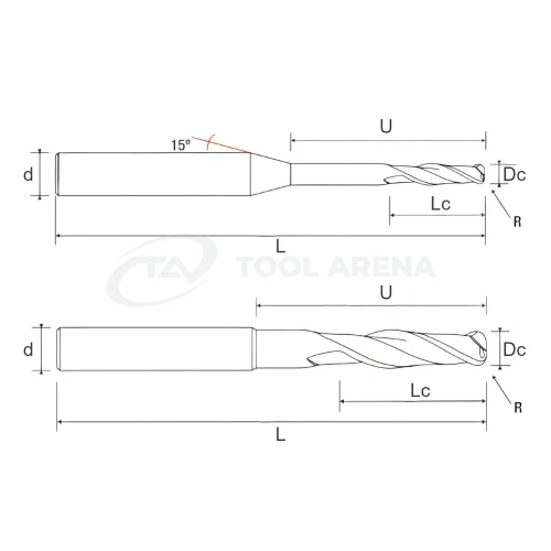 96.8814.0034 Фреза твердосплавная концевая с угловым радиусом D0,3x0,6x60x4xZ2 DIAMOND Helion фото